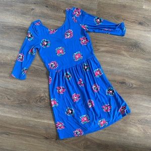 Lilly Pulitzer Blue Flower Print 3/4 sleeve Dress